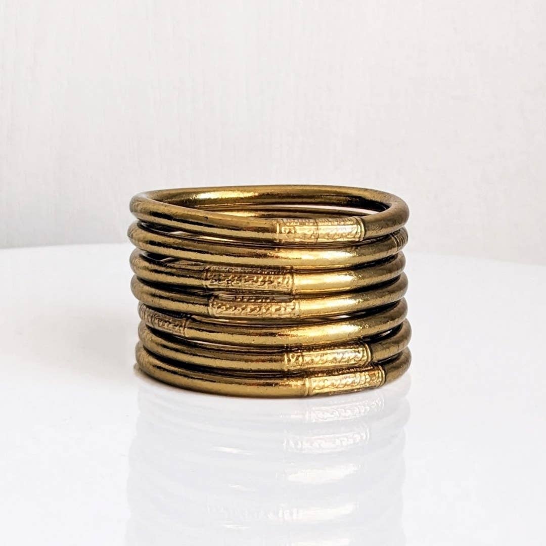 Buddhist bangle bracelet - antique gold