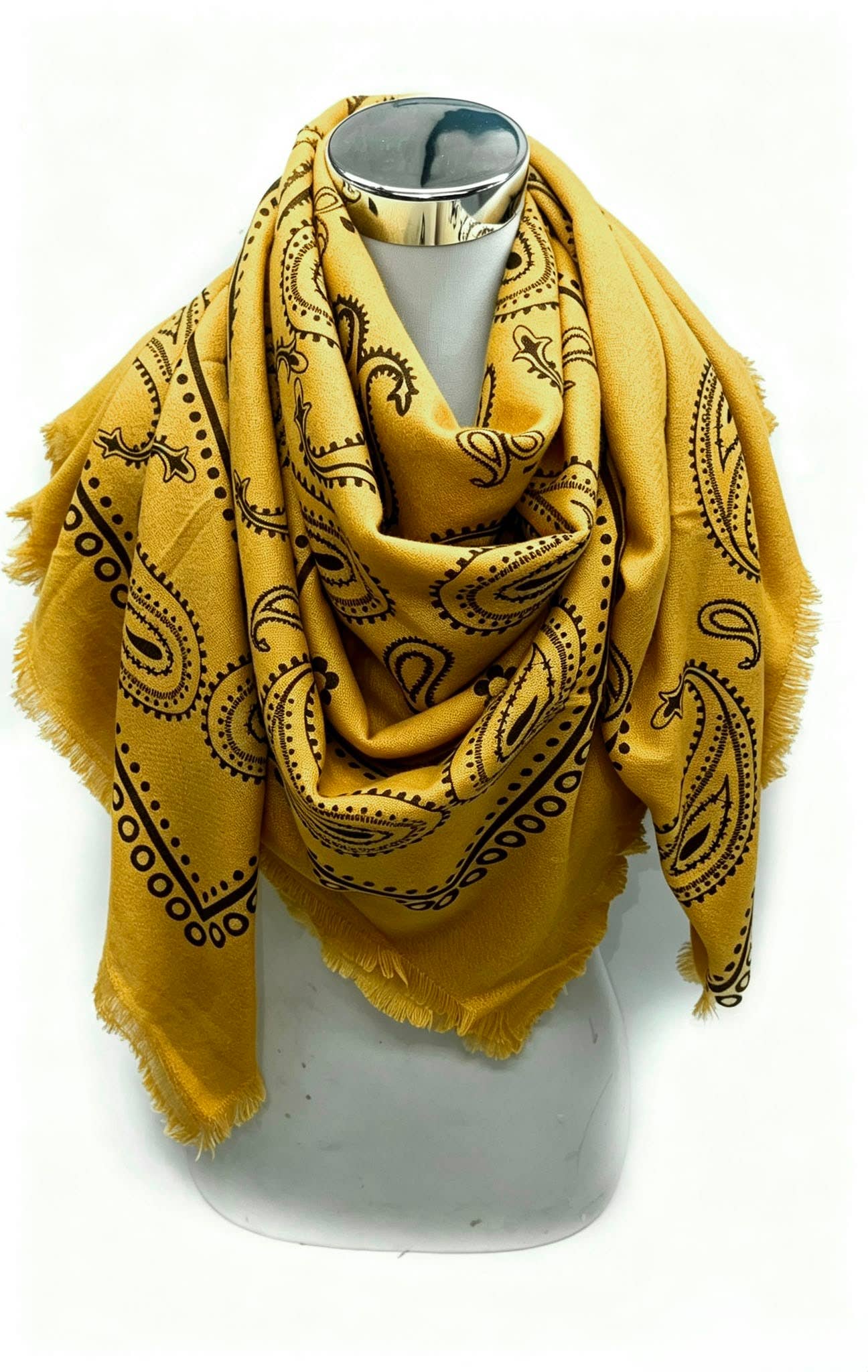 K2 Square wool scarf with paisley pattern