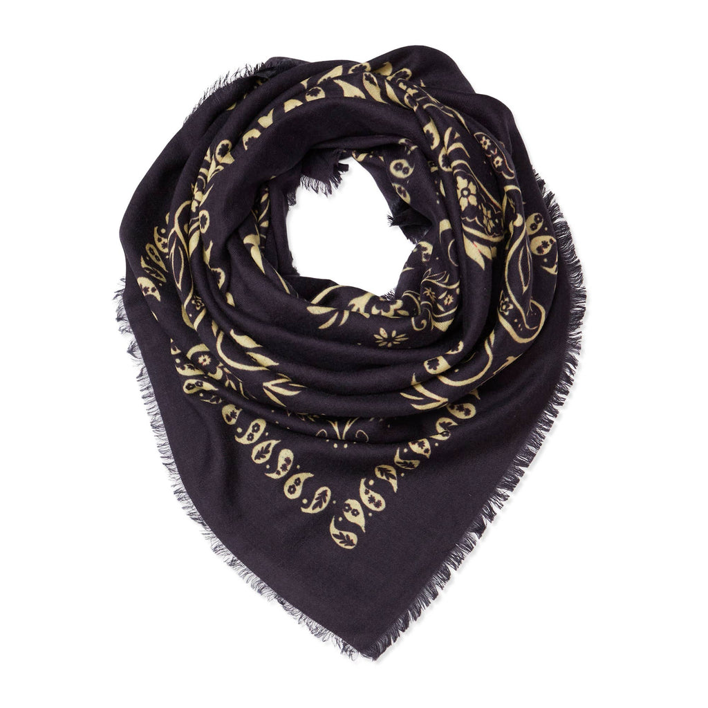 Printed XL Cashmere Bandana - Navy