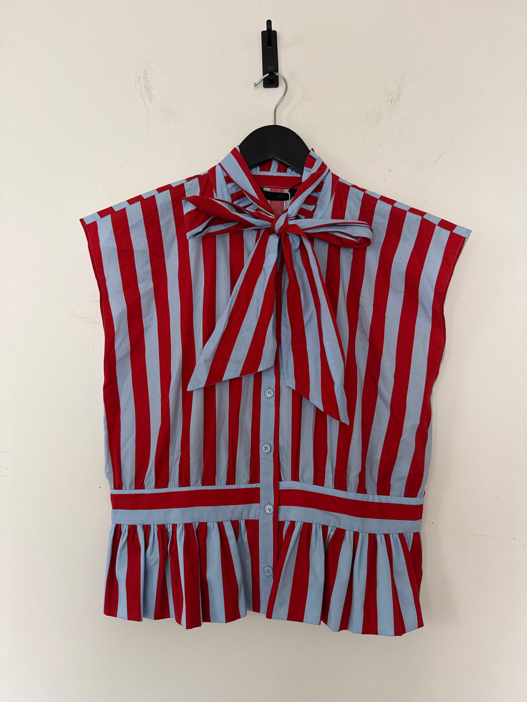 Zara striped tie neck shirt - XL