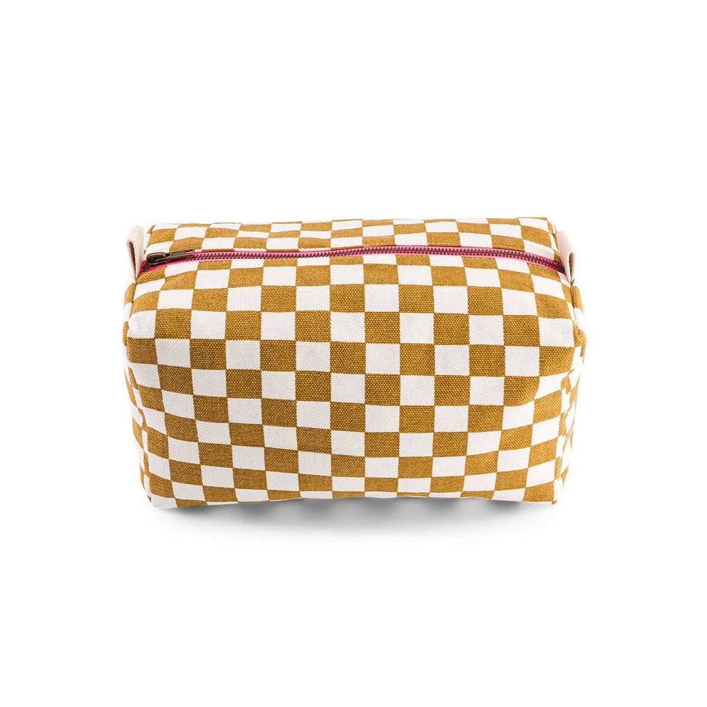 VIC TOILETRY BAG CHECKERBOARD CARAMEL