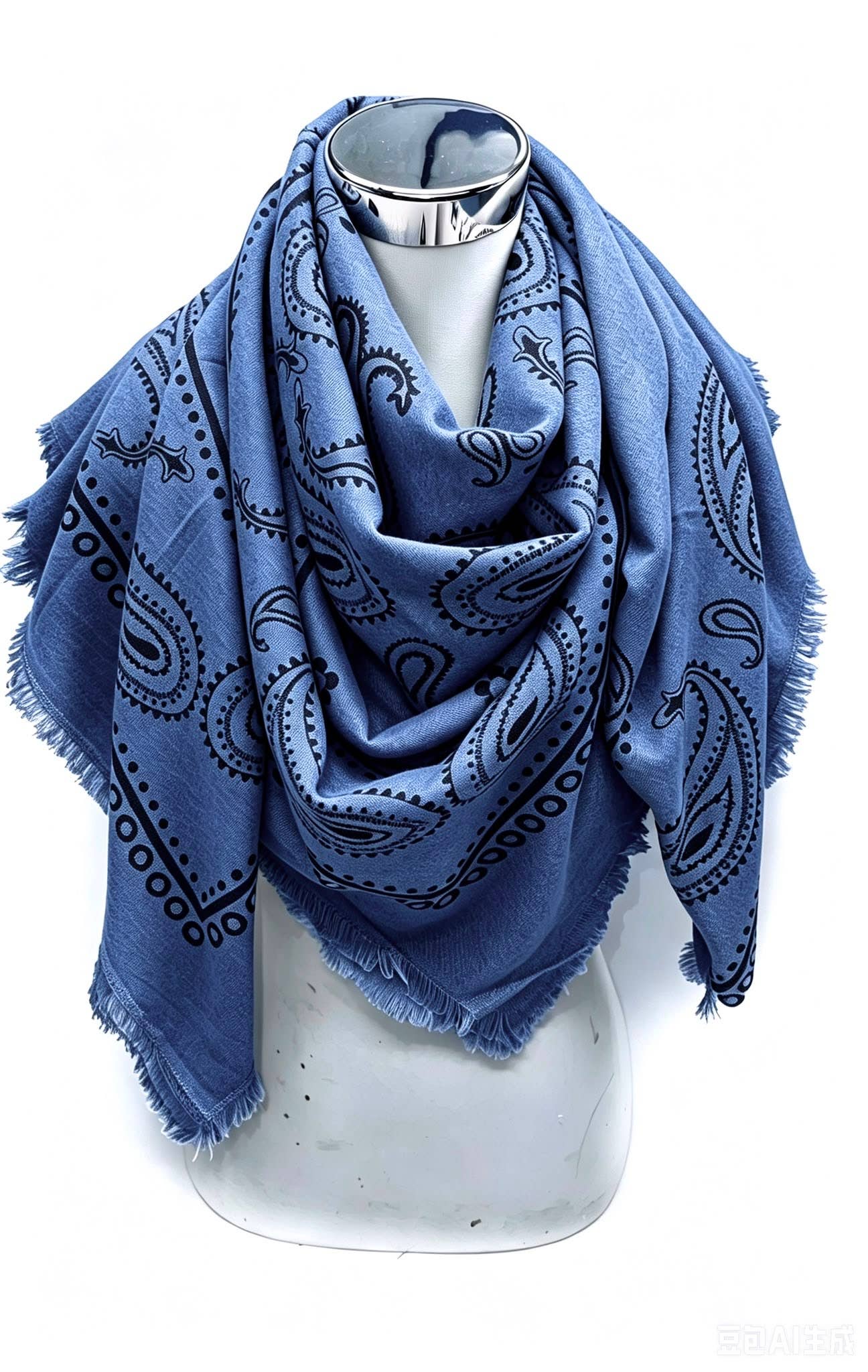 K2 Square wool scarf with paisley pattern