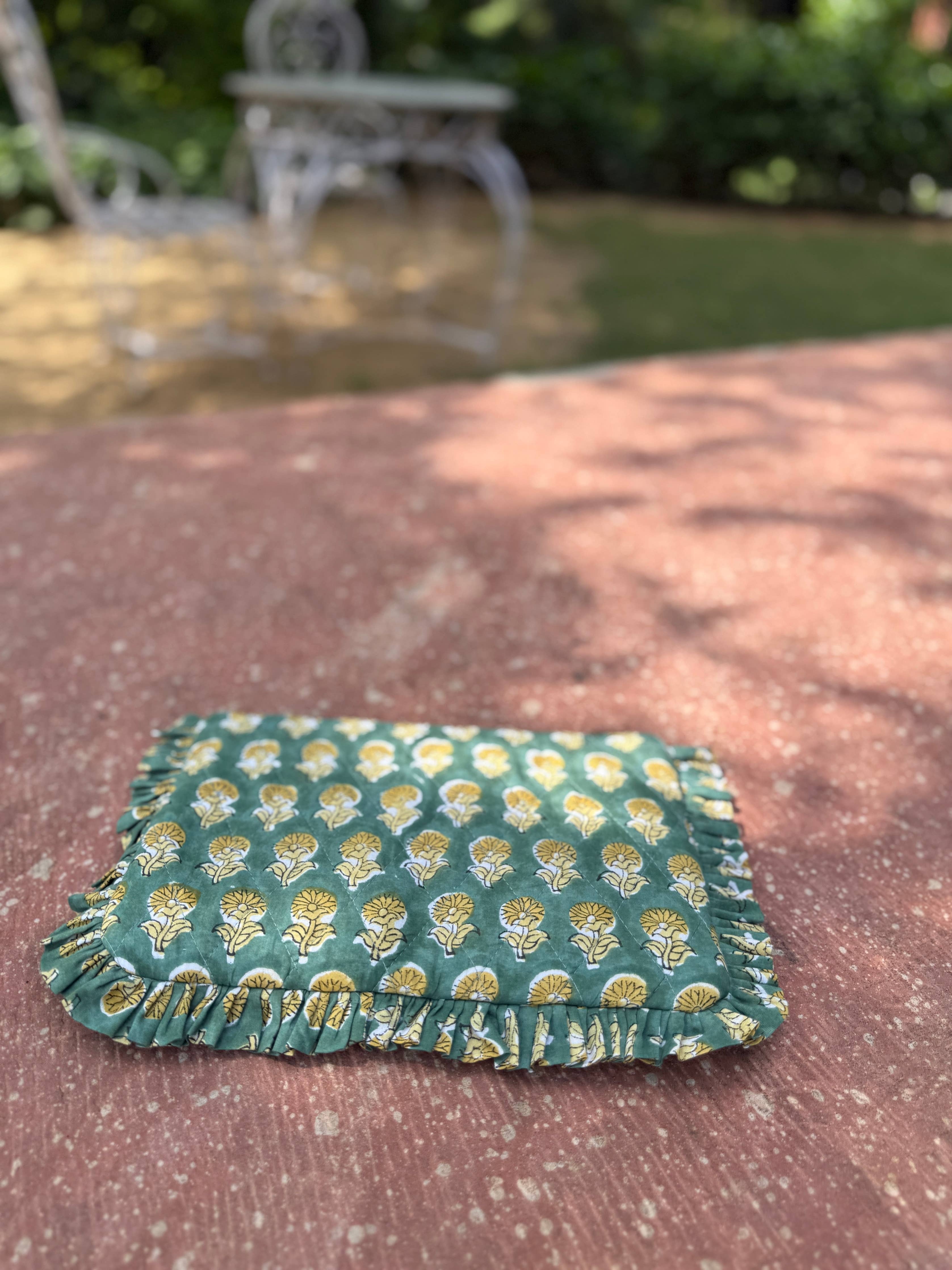 Emerald Ruffle Clutch