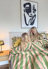 Load image into Gallery viewer, Cotton Duvet Cover in Green Stripe

