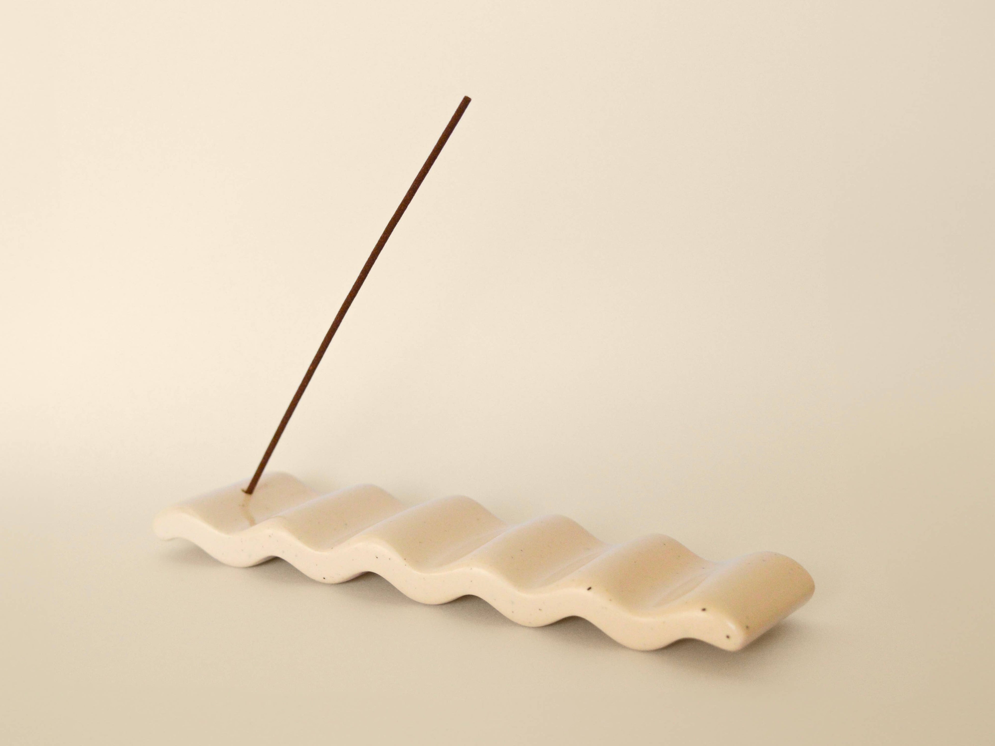 Beige wavy Incense Holder, Minimalist Home Decor