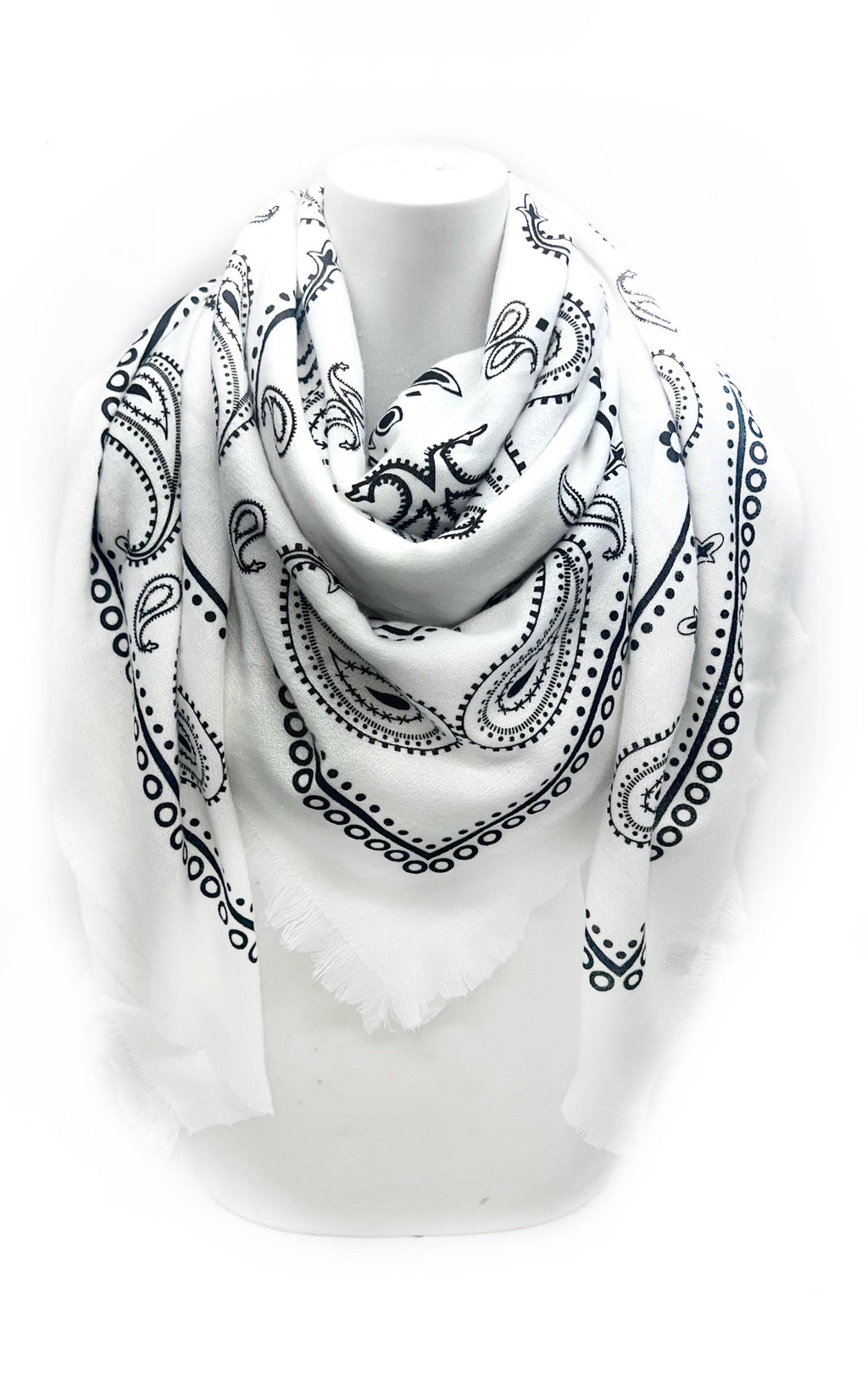 K2 Square wool scarf with paisley pattern
