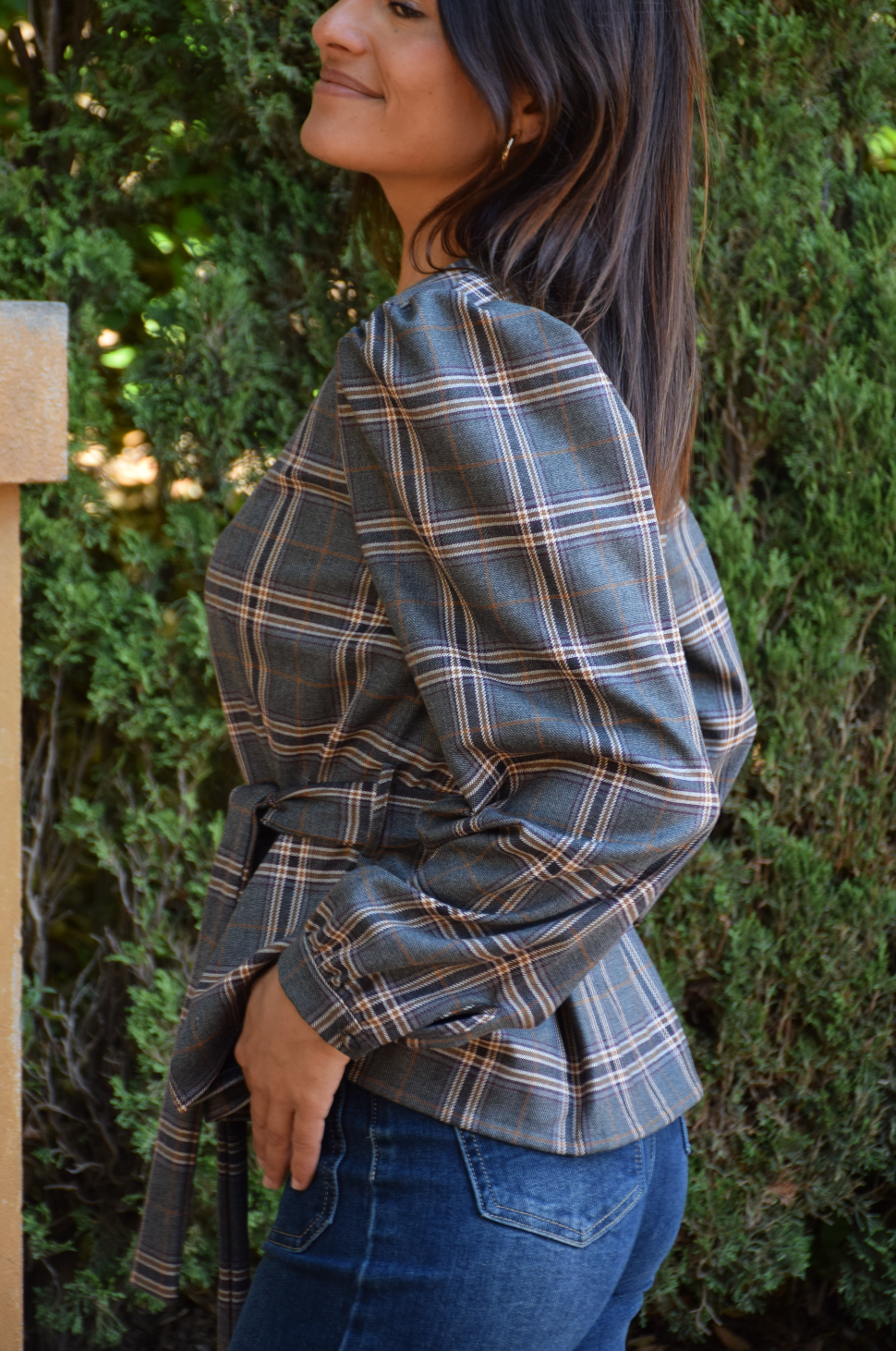 Beth Checkered Gray Blouse
