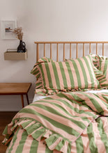 Load image into Gallery viewer, Cotton Duvet Cover in Green Stripe
