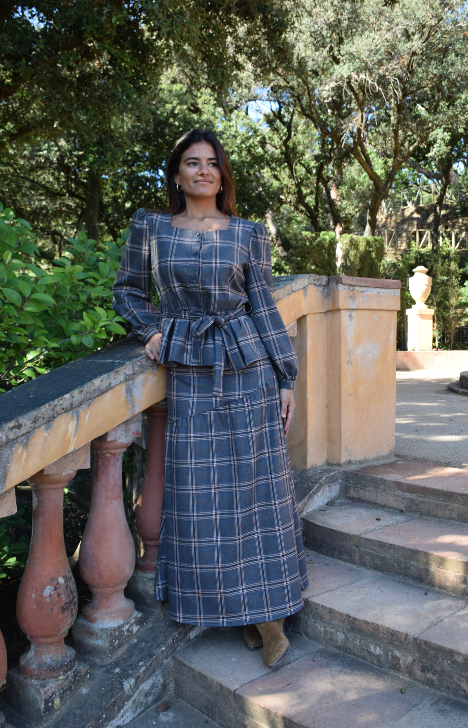 Beth Checkered Gray Blouse