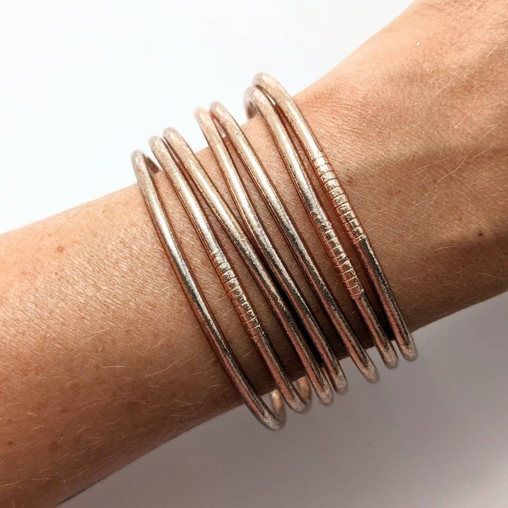 Thin Buddhist bangle bracelet - champagne
