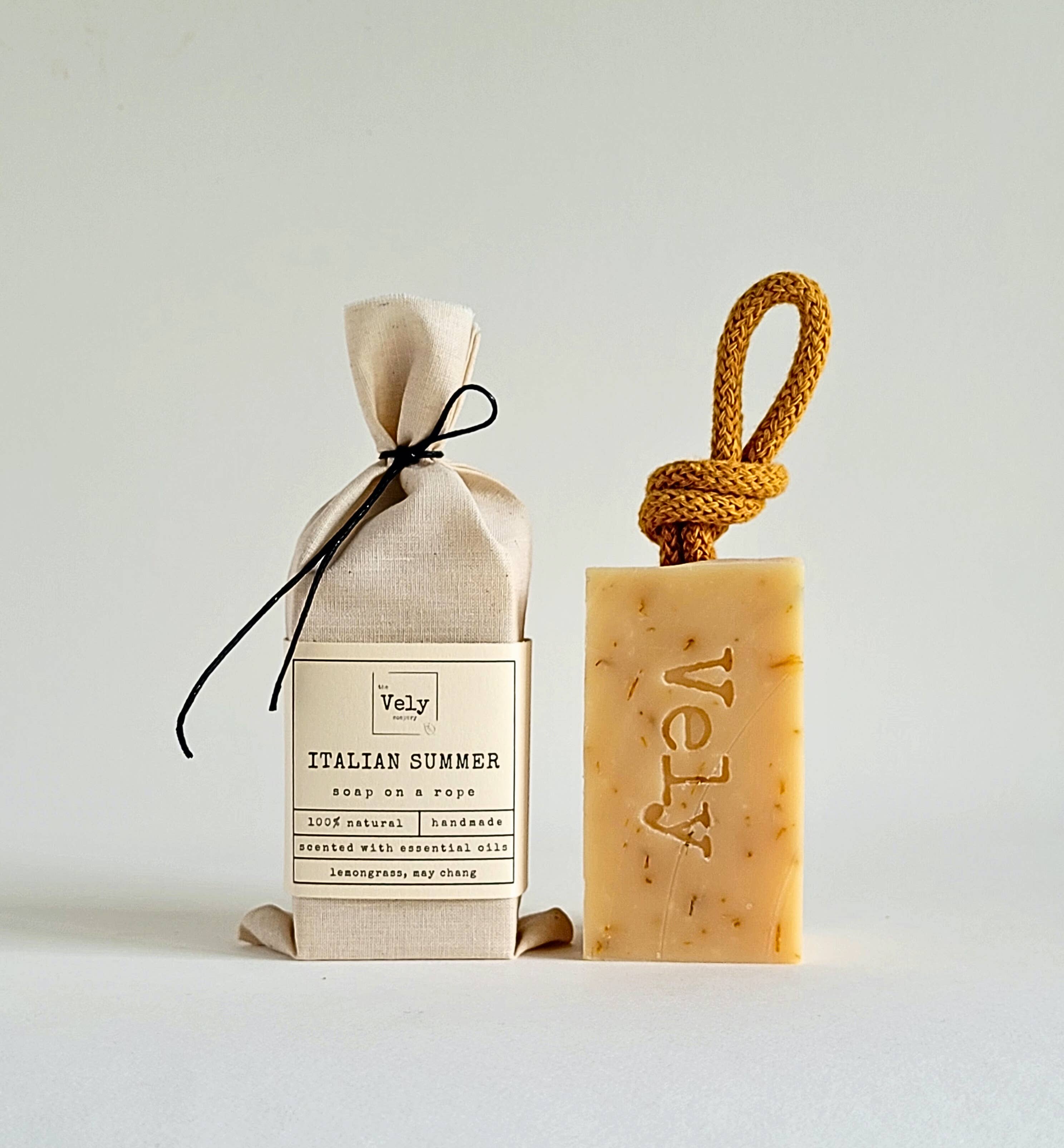 Natural Handmade Soap On A Rope "Italian Summer"
