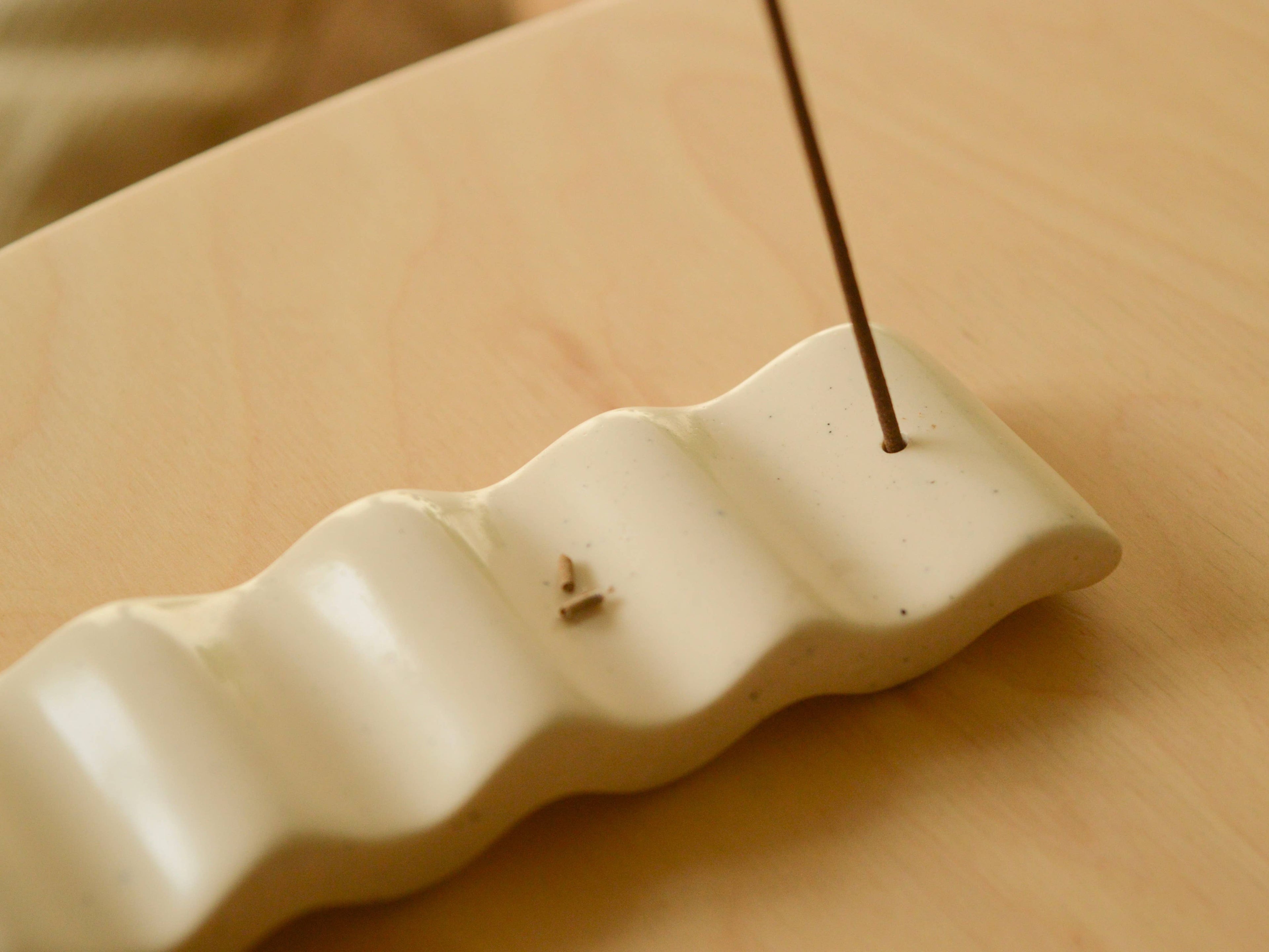 Beige wavy Incense Holder, Minimalist Home Decor