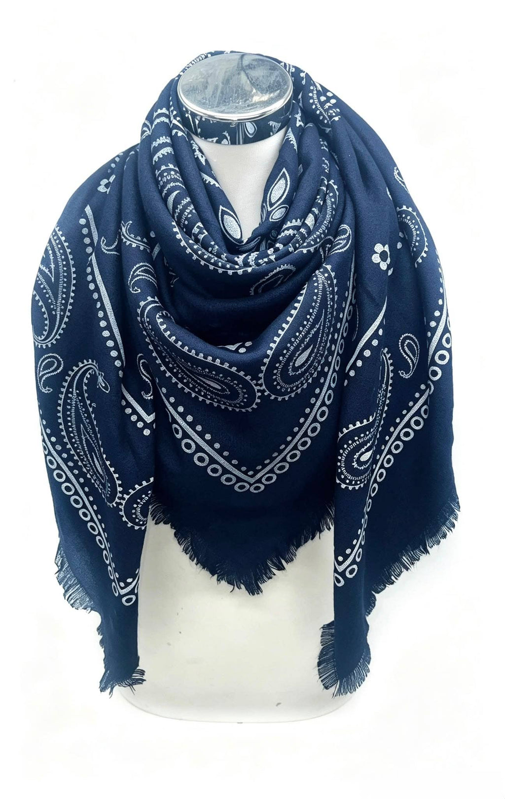 K2 Square wool scarf with paisley pattern