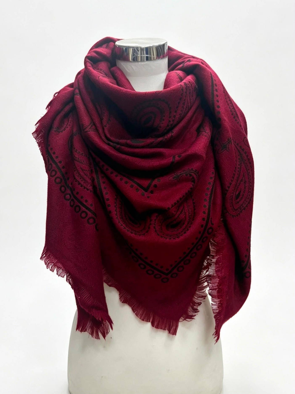 K2 Square wool scarf with paisley pattern