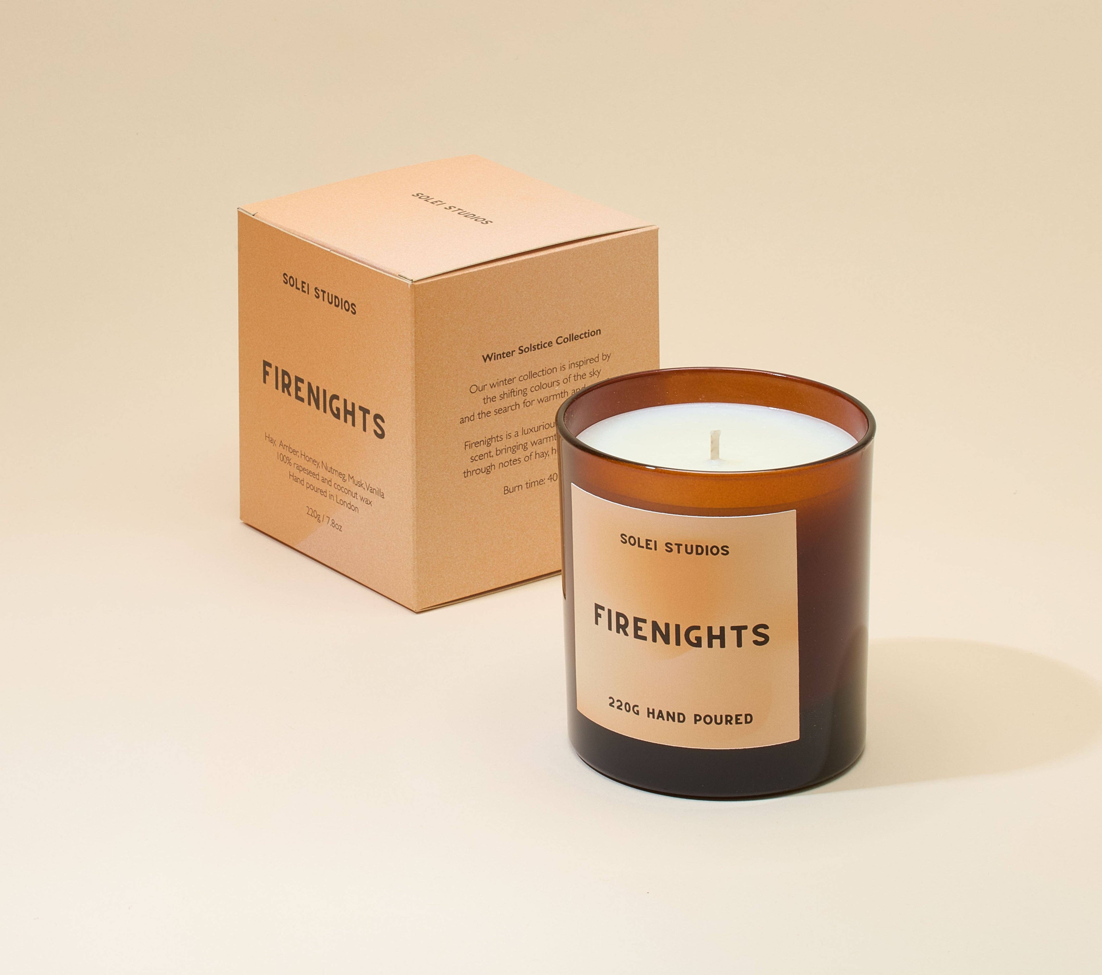 Firenights - Hay, Amber, Honey - 100% soy wax - Hand poured