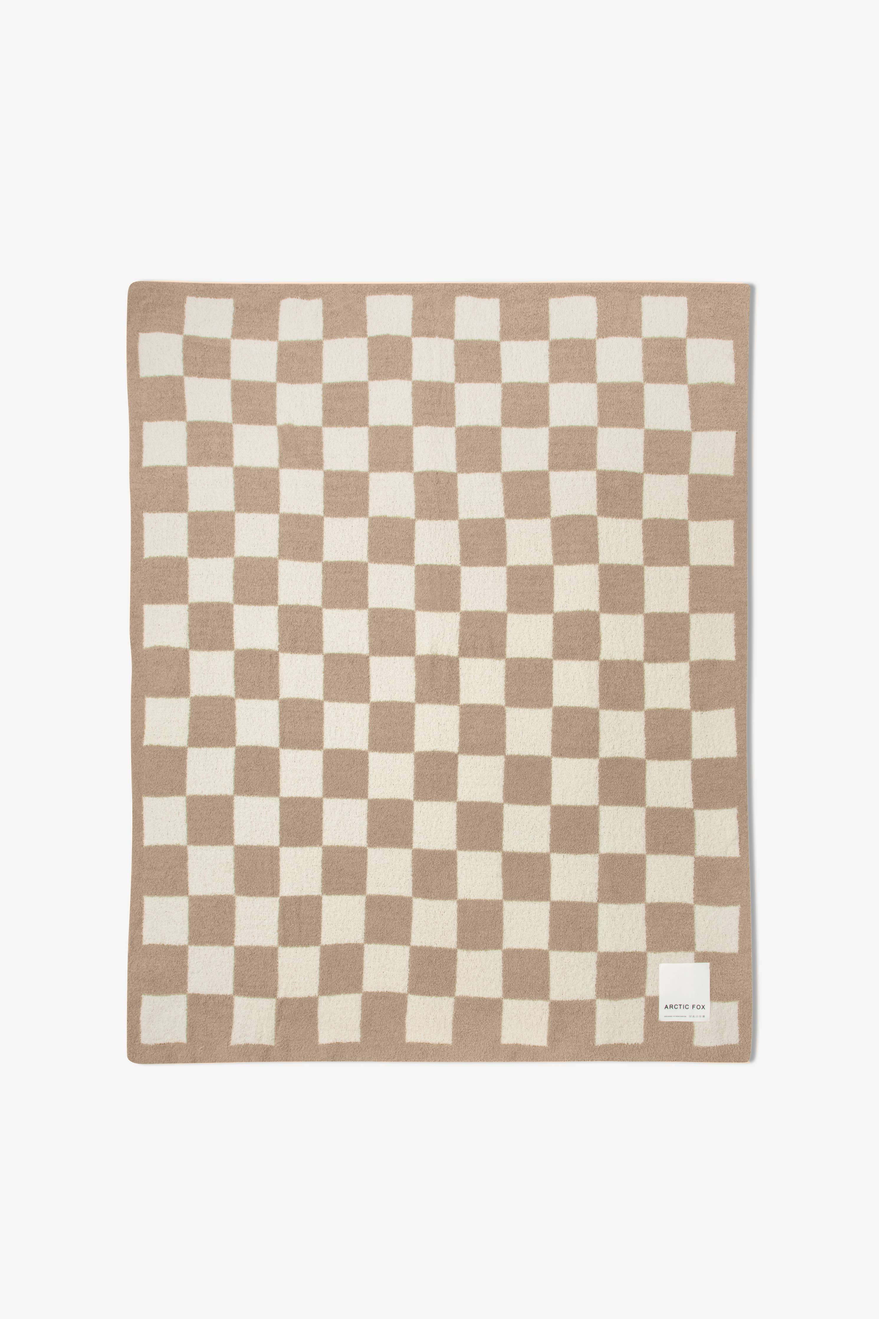 The Teddy Throw - 100% Recycled - Beige Check - AW25