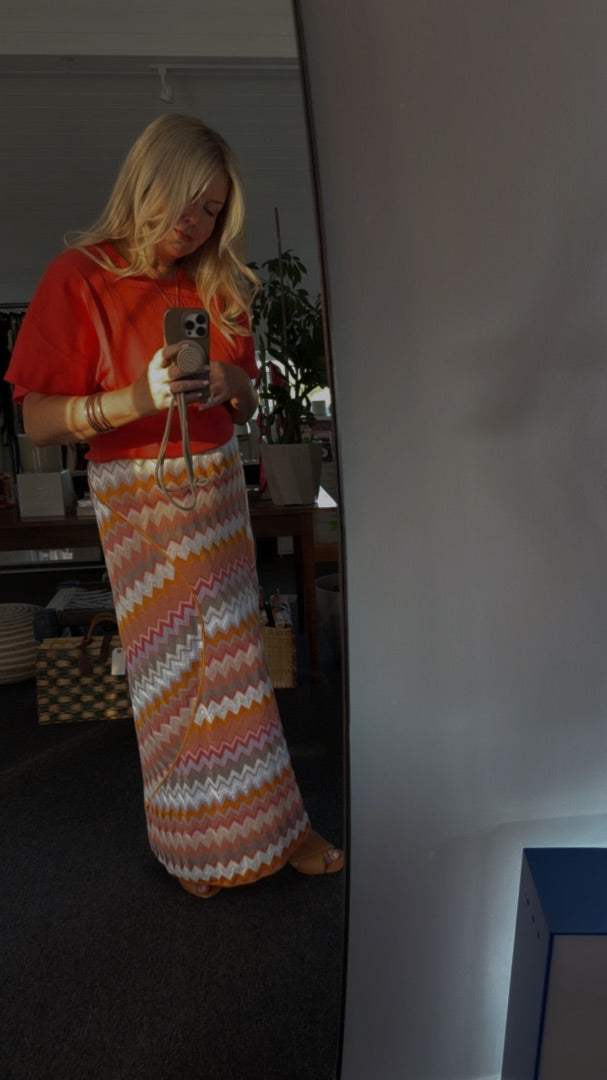 Missoni Orange Zig zag maxi skirt, Size