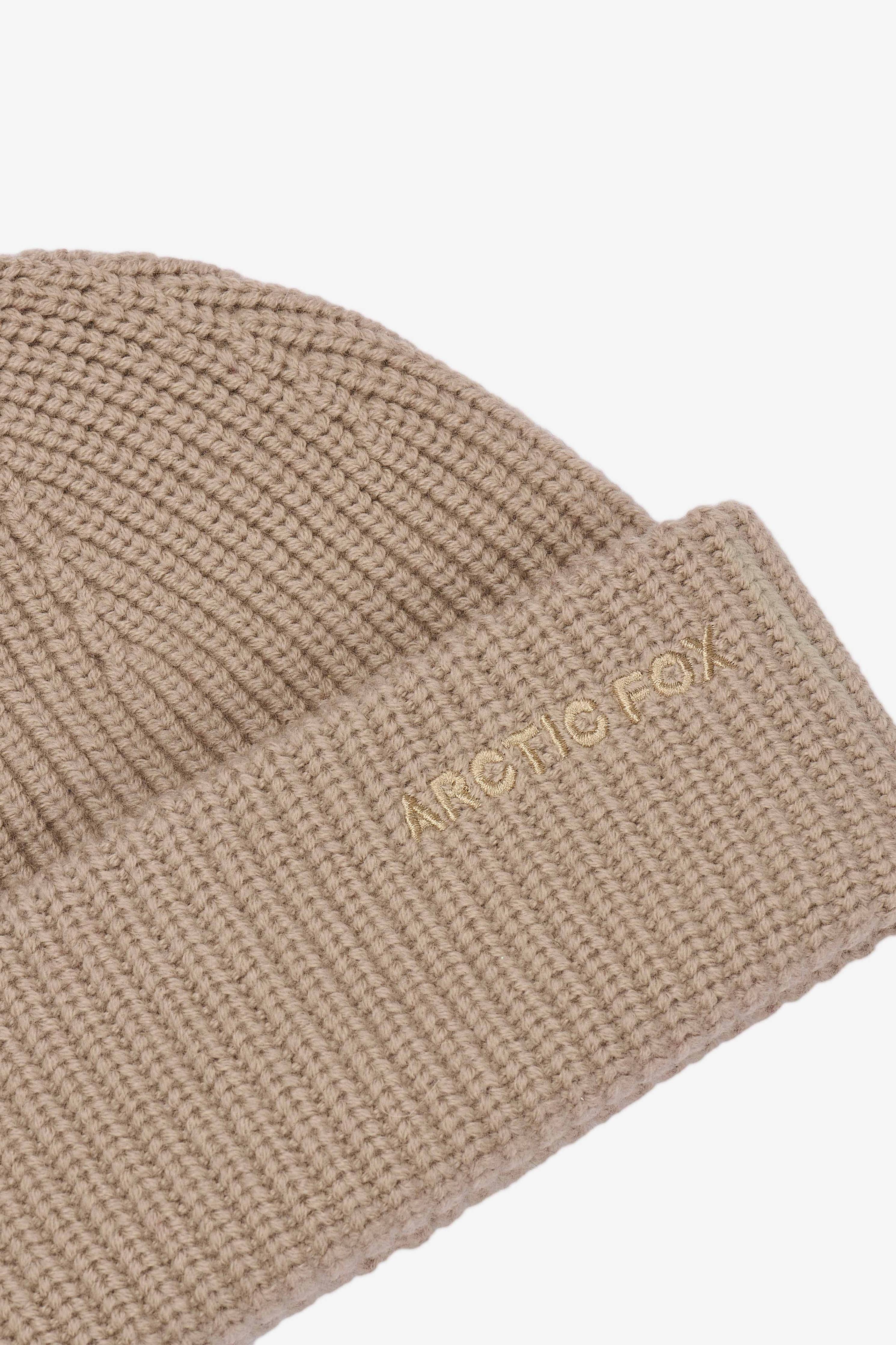 Merino Wool Embroidered Beanie - Soft Taupe - AW25