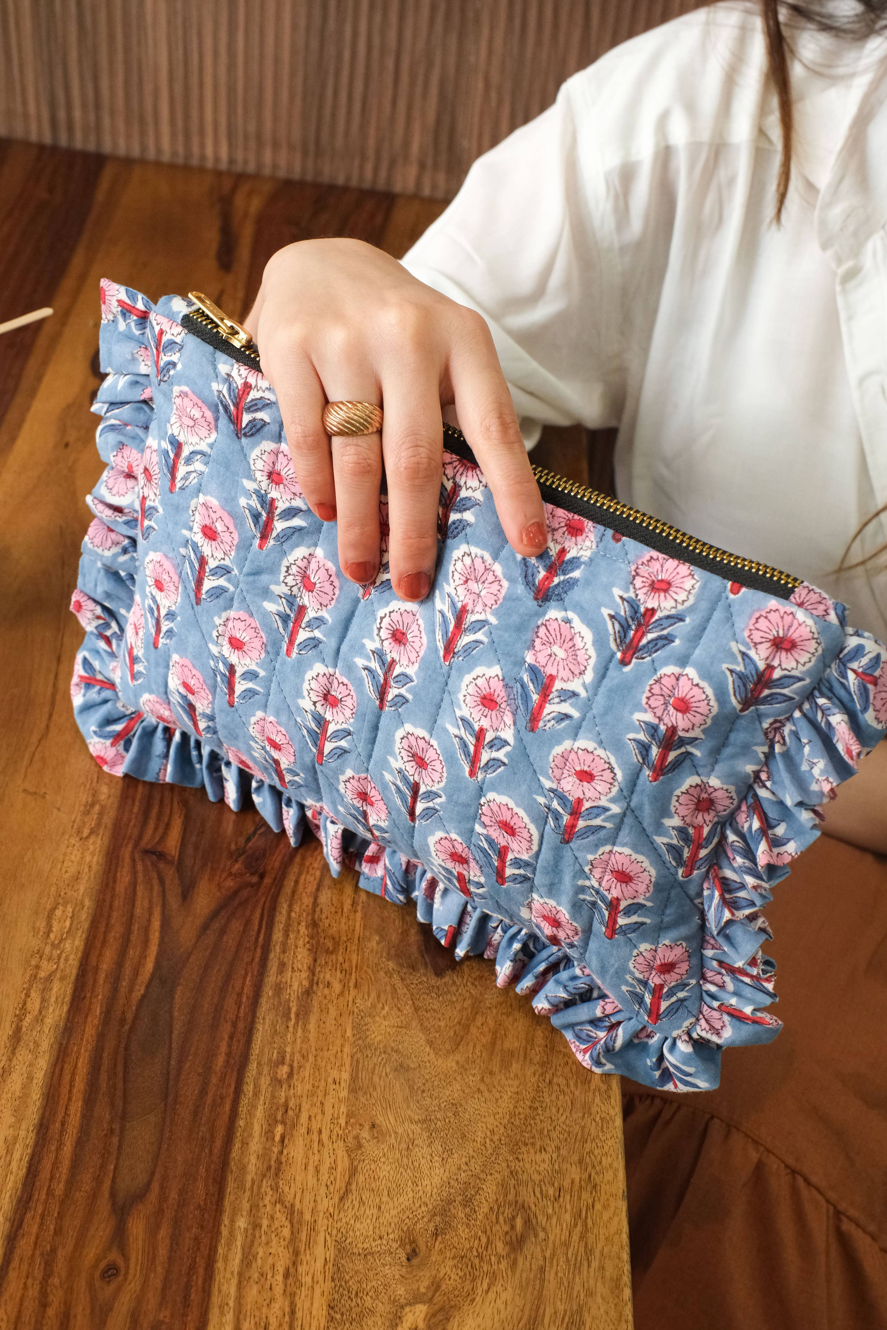 Jaipur Blossom Ruffle Clutch