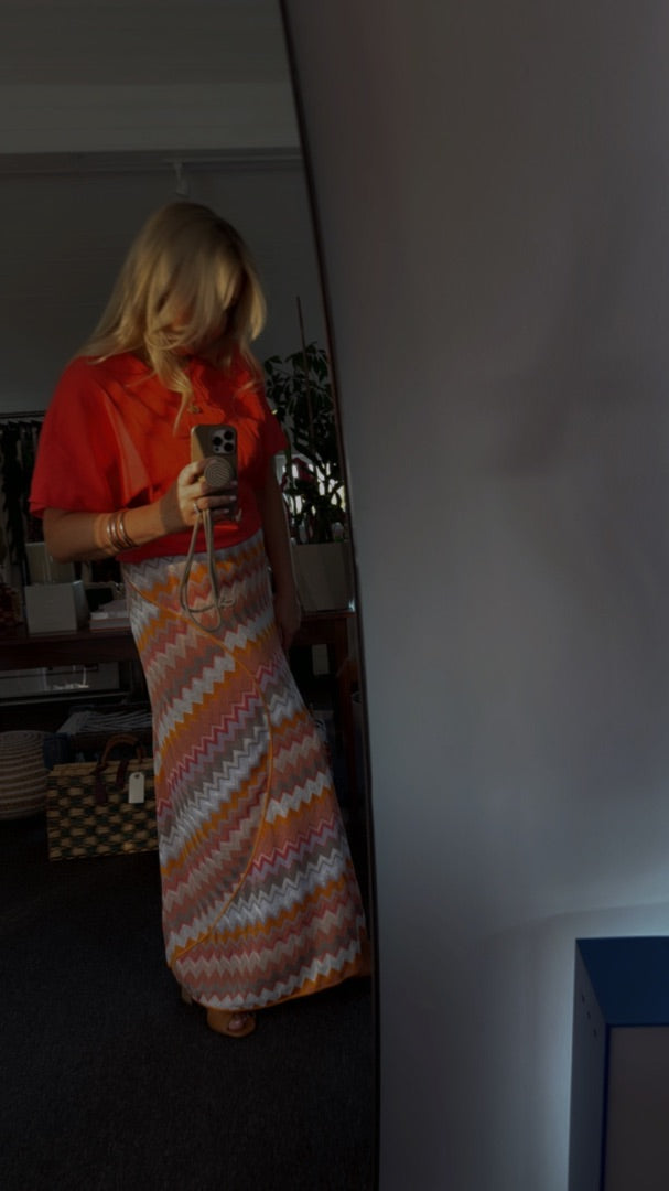 Missoni Orange Zig zag maxi skirt, Size
