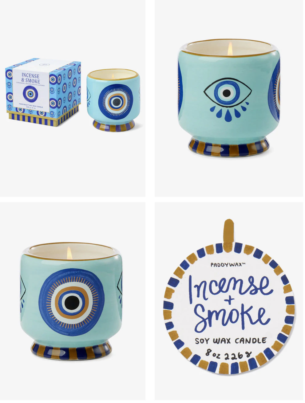 Paddywax Adopo Eye Ceramic Candle - Incense & Smoke