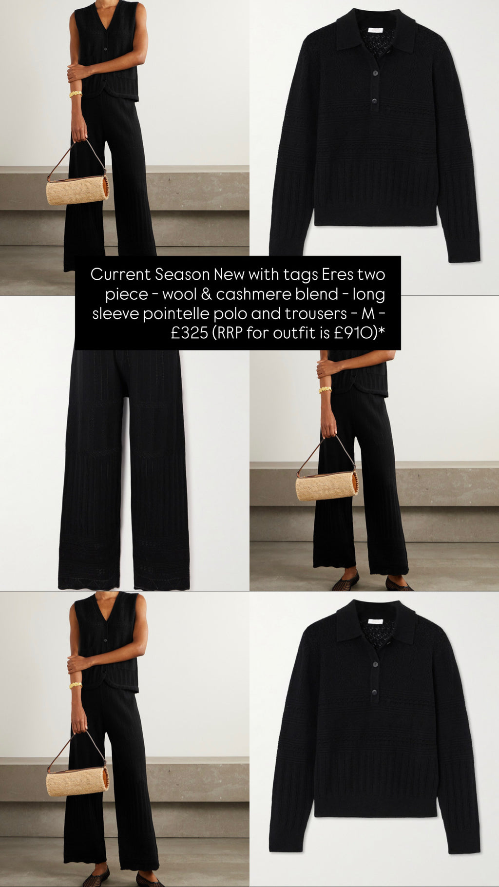 Eres Pointelle Wool & Cashmere Two Piece - M