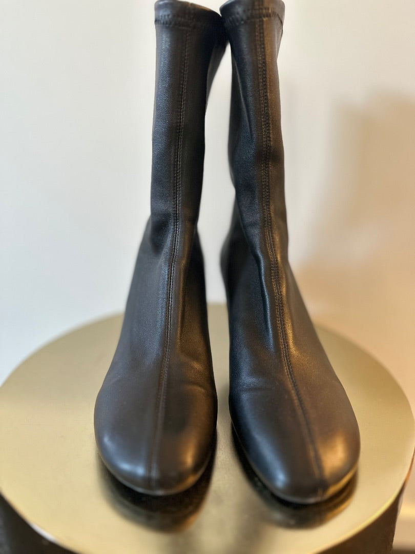 zara black soft leather sock boot, Size 41