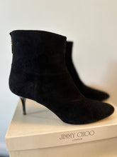 Load image into Gallery viewer, jimmy choo black keely suede ankle boots, Size 38.5
