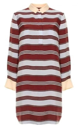 essentiel antwerp burgundy & blue stripe preppy dress, Size 8