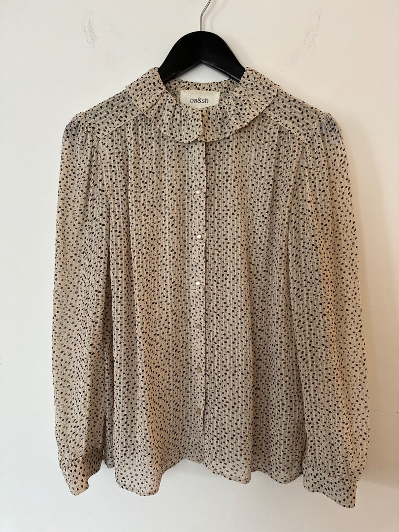 Bash beige frill neck blouse, Size 1