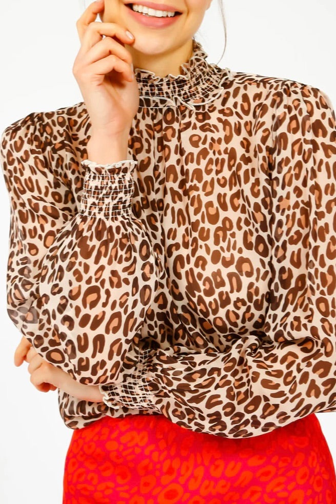 primrose park neutrals tracy animal print top, Size small