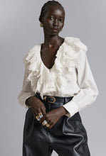 Load image into Gallery viewer, &amp; Other Stories Cream Ruffled v neck blouse, Size S

