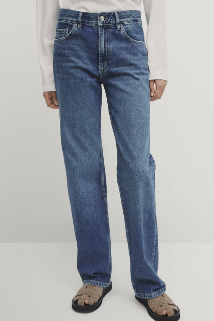massimo dutti blue straight leg jeans, Size 10