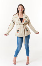 Load image into Gallery viewer, Estrella Taupe Embroidered belted jacket, Size small
