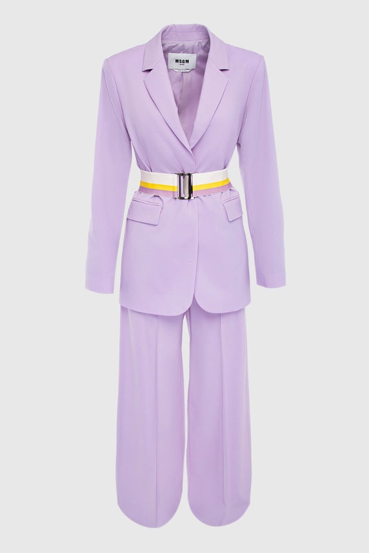 MSGM lilac belted detailed suit, Size 10