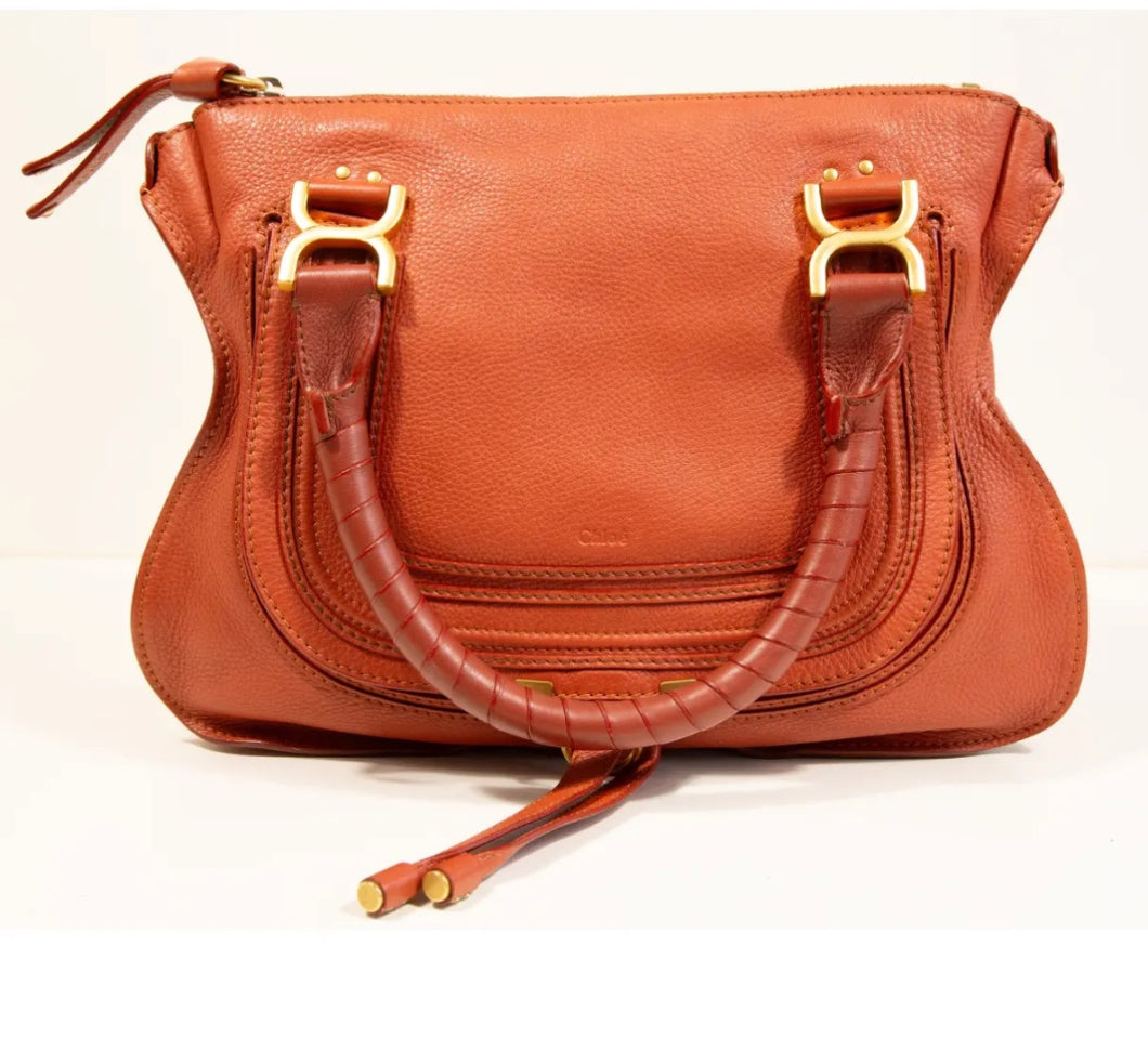 Chloe Terracotta Marcie Handbag, Size Medium