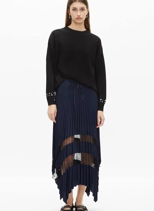The kooples navy pleated skirt, Size 2