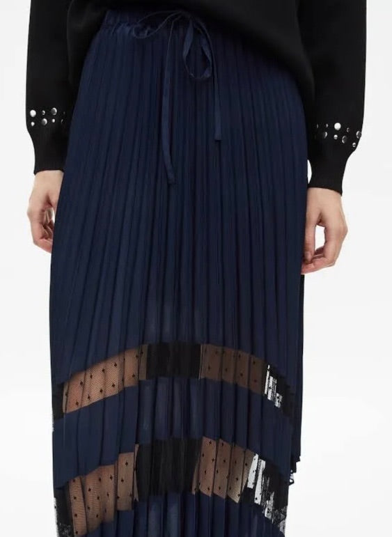 The kooples navy pleated skirt, Size 2