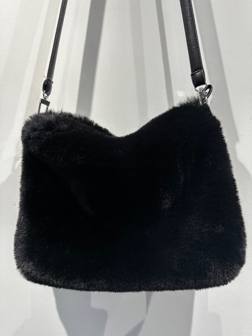 Stand Studio black luna faux fur bag, Size