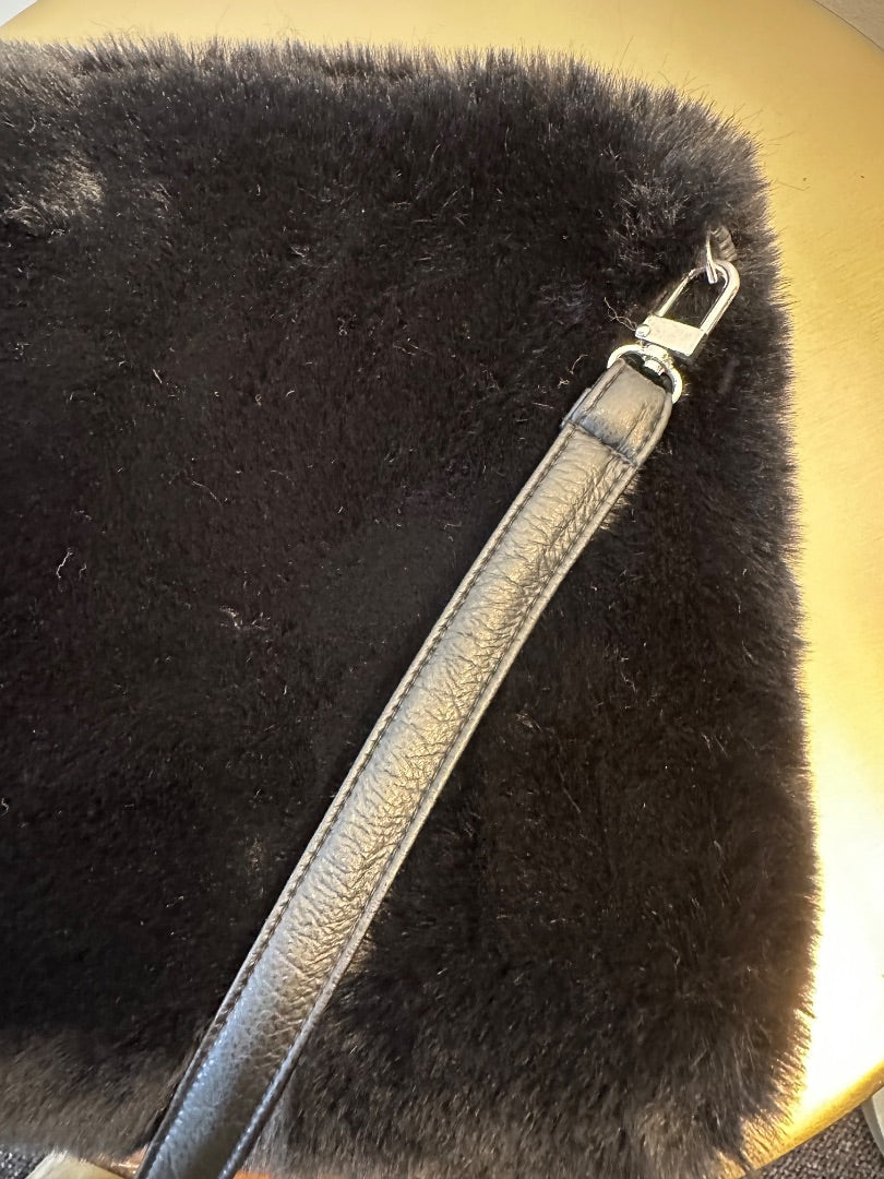 Stand Studio black luna faux fur bag, Size