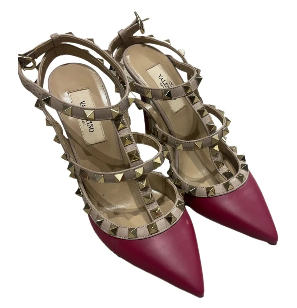 Valentino Pink Studded kitten heels, Size 38.5
