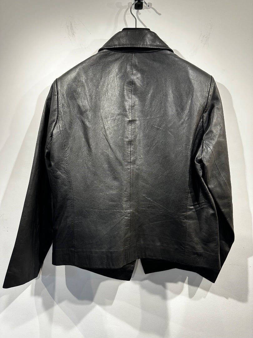 2NDDAY black leather blazer, Size 38