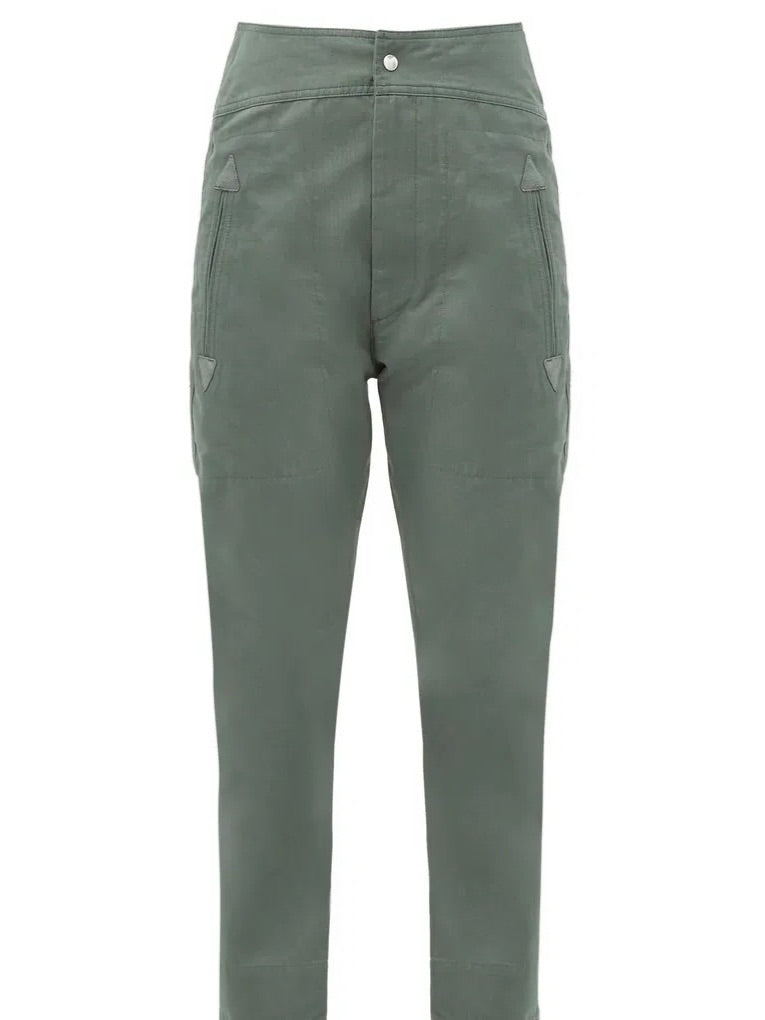 Isabel marant etoile khaki raluniae cotton trousers, Size 38
