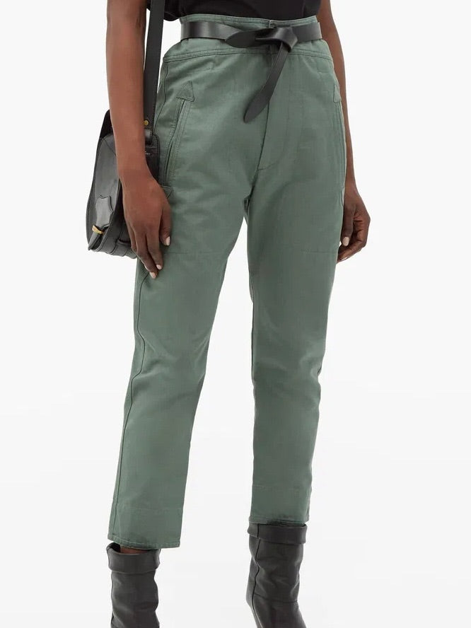 Isabel marant etoile khaki raluniae cotton trousers, Size 38