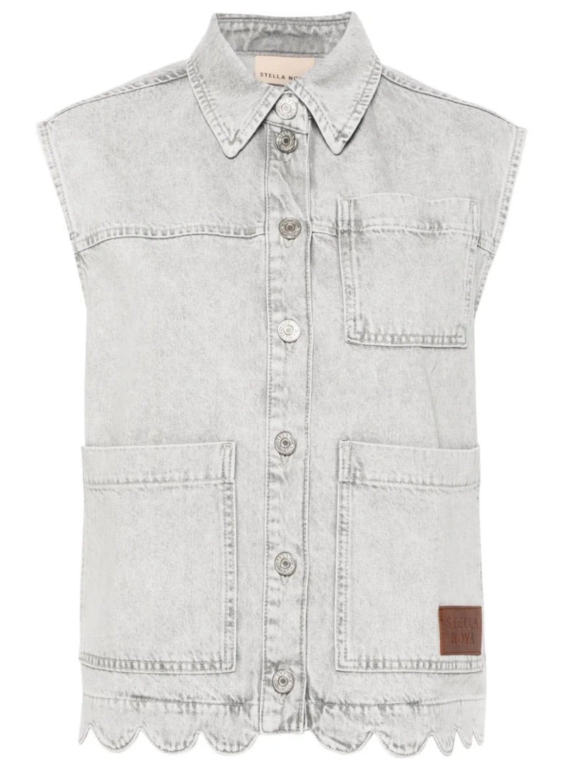 Stella Nova Grey Denim scalloped waistcoat, Size 36