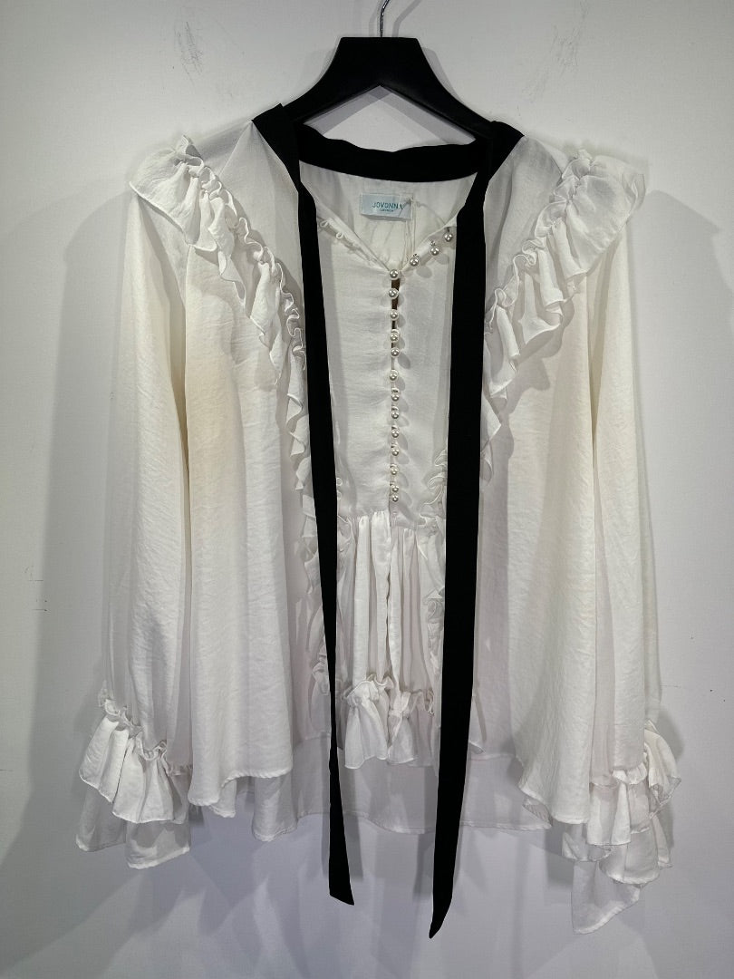jovannah london white frilly blouse, Size XL
