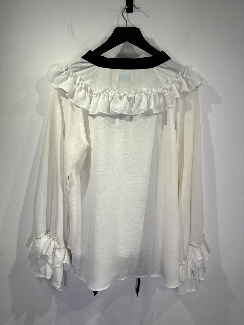 jovannah london white frilly blouse, Size XL