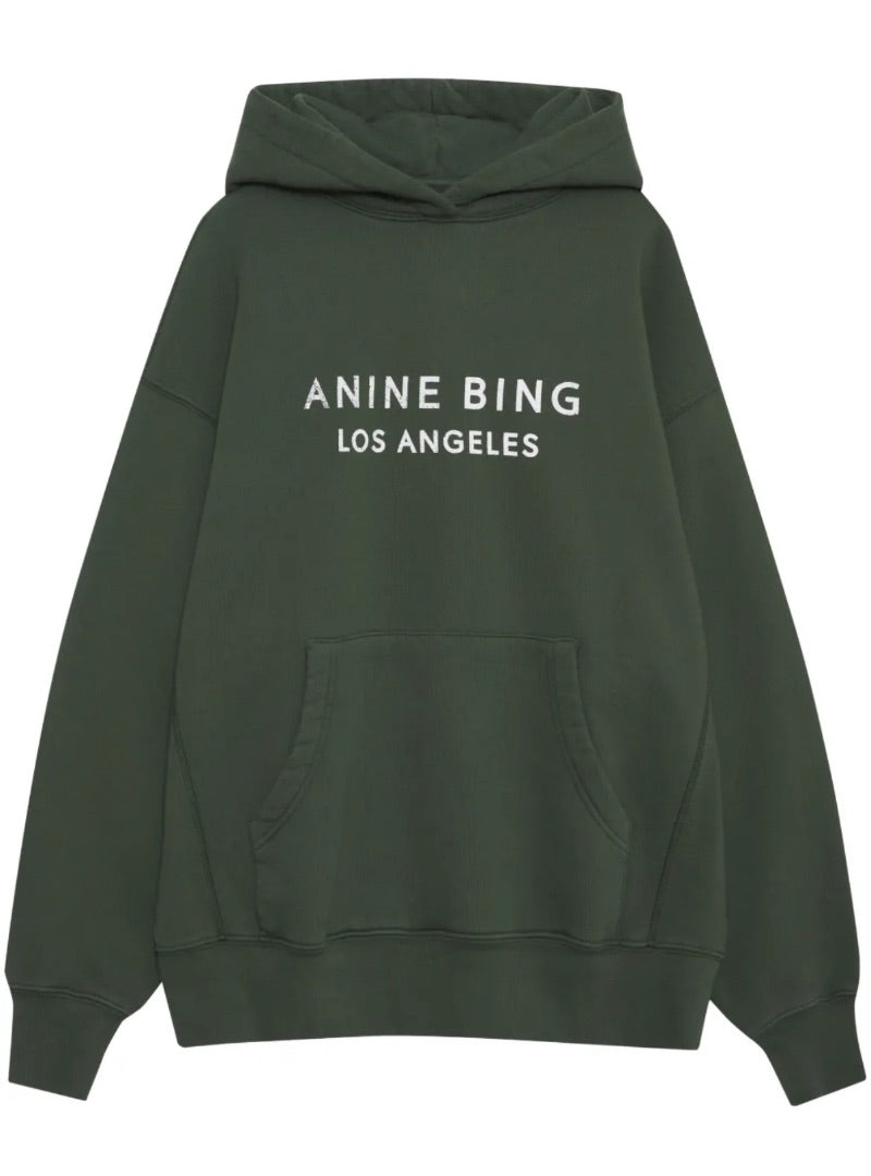 Anine Bing Khaki green Oversized hooded sweatshirt, Size medium