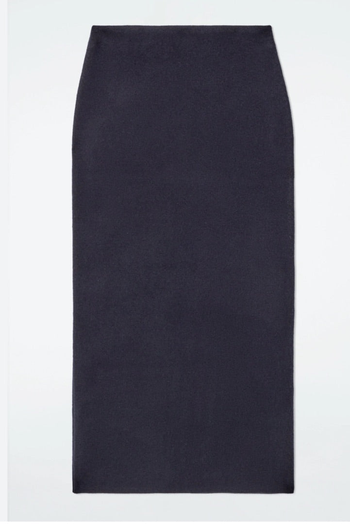 Cos Navy Knit midi skirt, Size Small