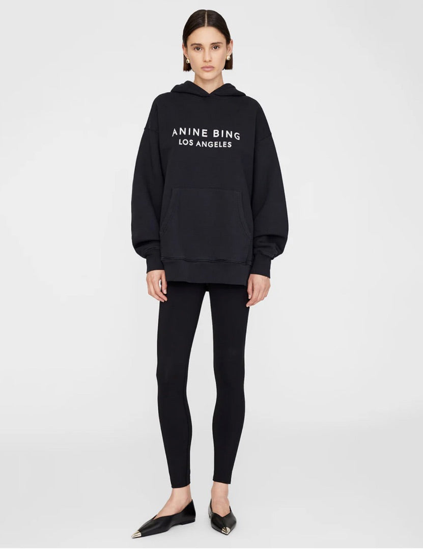 Anine Bing Black Logo oversized hoodie, Size medium